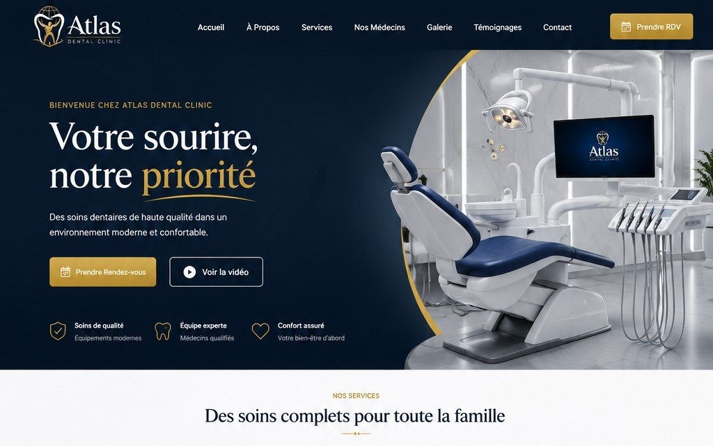 Atlas Dental Clinic website screenshot